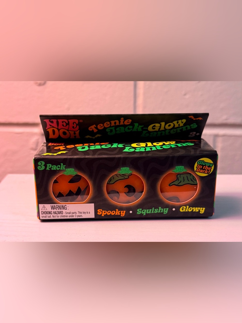 NeeDoh Teenie Jack Glow Lanterns 3 Pack Halloween Squishy NEW - Picture 2 of 6